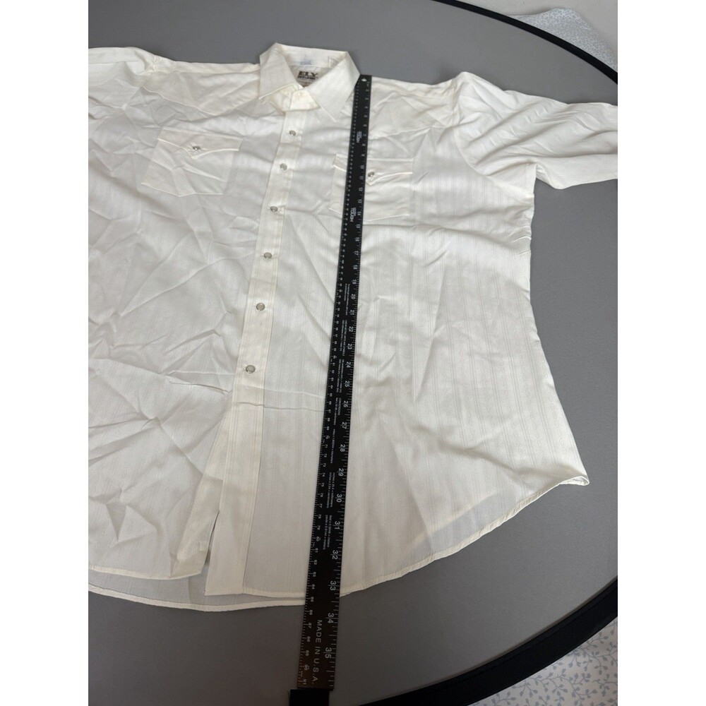 ELY Cattleman Western Pearl Snap Shirt Men’s 16.5 / 36 White Long Sleeve - Picture 9 of 15